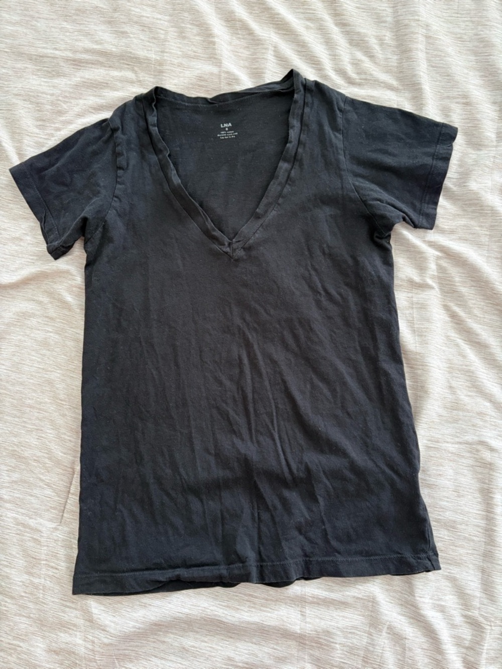 LNA Black V-Neck Short Sleeve Tee